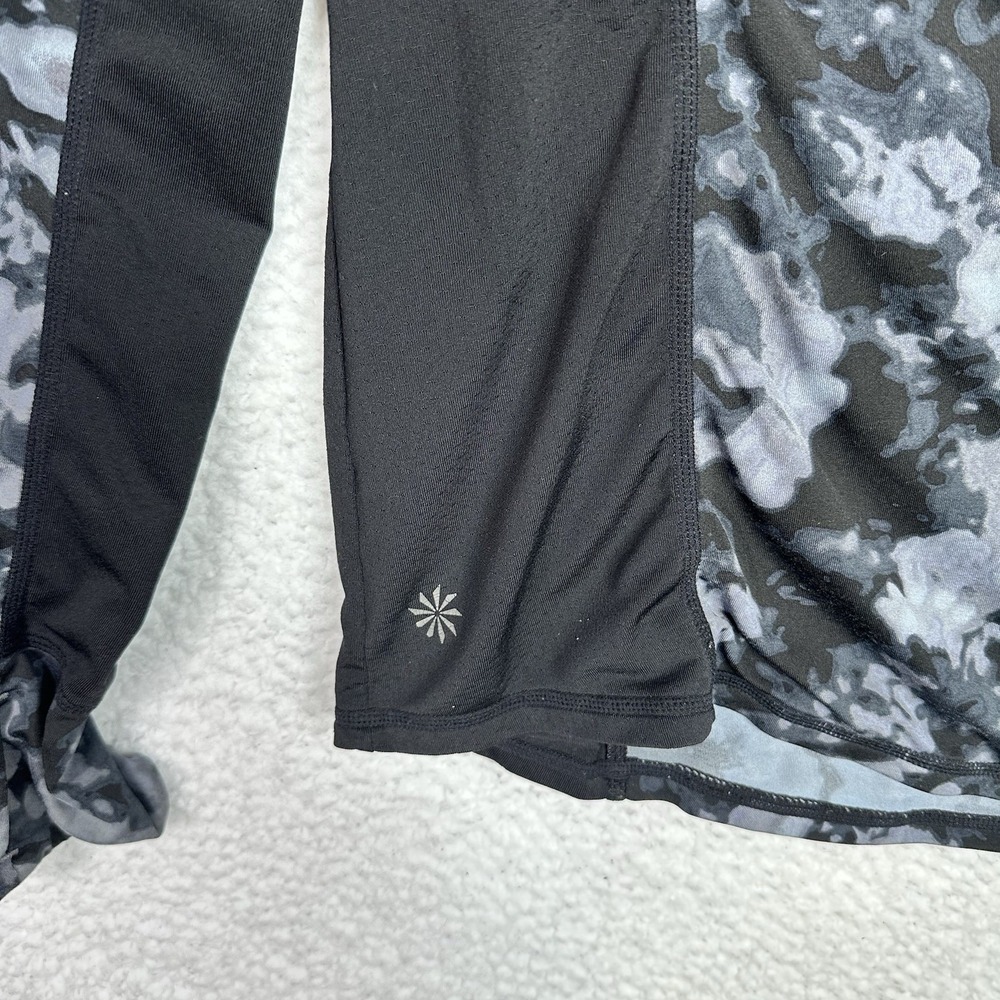 Athleta Camo Long Sleeve Workout Top XL Gray Black Thumbholes Athletic Running - Picture 4 of 11